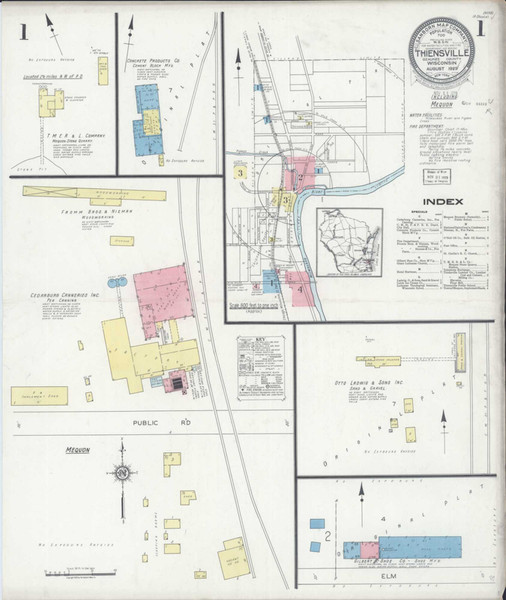 Thiensville Wisconsin 1929 - Fire Insurance Index - Old Map Reprint