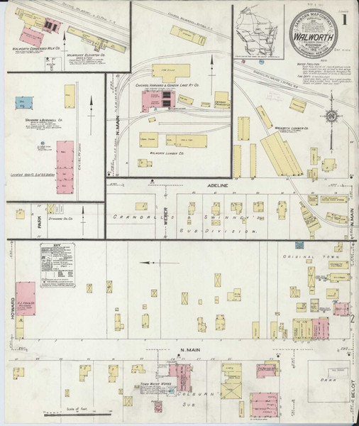 Walworth Wisconsin 1912 - Fire Insurance Index - Old Map Reprint