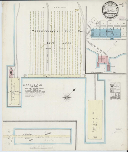Washburn Wisconsin 1886 - Fire Insurance Index - Old Map Reprint