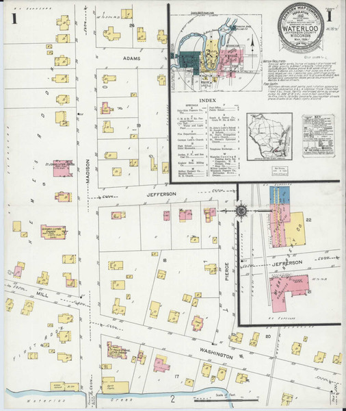 Waterloo Wisconsin 1924 - Fire Insurance Index - Old Map Reprint