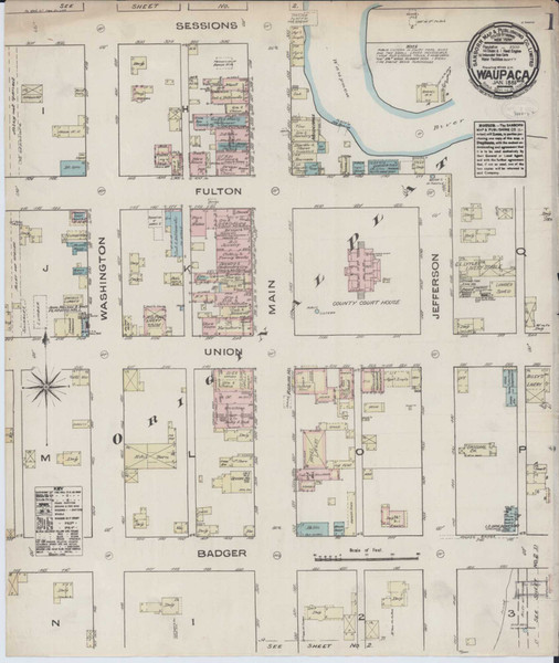 Waupaca Wisconsin 1885 - Fire Insurance Index - Old Map Reprint