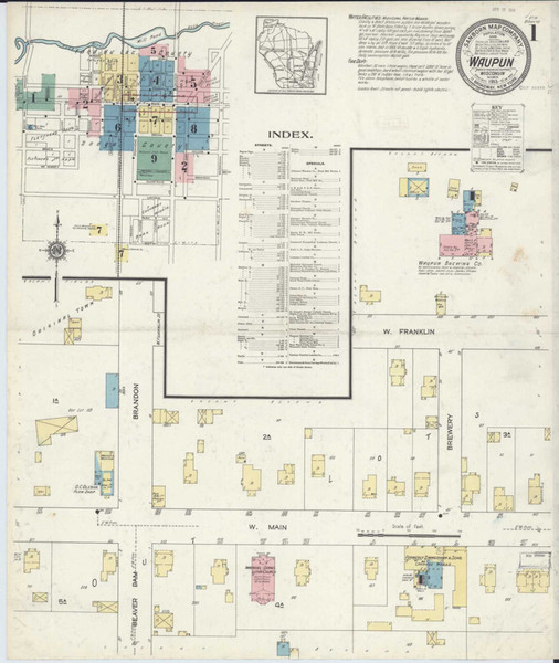 Waupun Wisconsin 1913 - Fire Insurance Index - Old Map Reprint