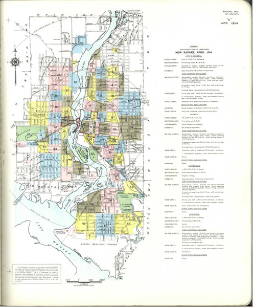 Wausau Wisconsin 1954 - Fire Insurance Index - Old Map Reprint