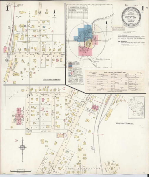 Westby Wisconsin 1940 - Fire Insurance Index - Old Map Reprint