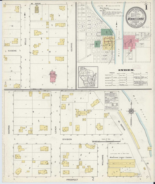 Winneconne Wisconsin 1913 - Fire Insurance Index - Old Map Reprint