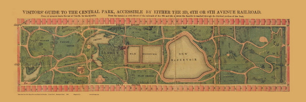 NY 1860 - Old Map of Central Park, Manhattan - Old Map Custom Reprint NYC Small Areas
