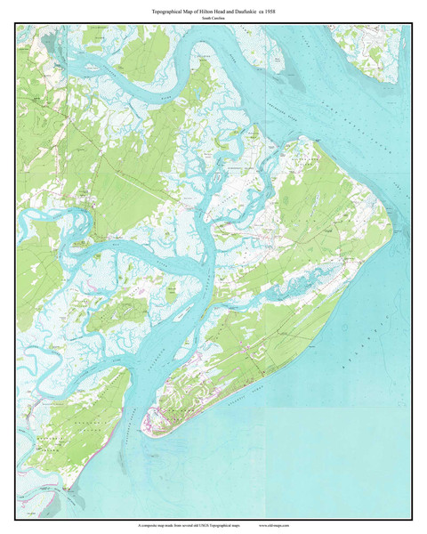 Hilton Head Island & Daufuskie 1958 - Custom USGS Old Topo Map - South Carolina