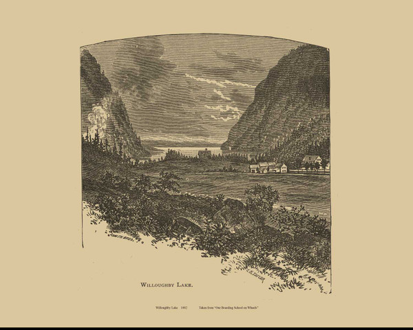 Willoughby Lake, Vermont 1839 - Boarding School on Wheels Landscape View Reprint