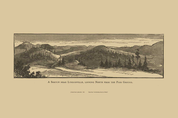 A Sketch near Lyndonville, looking North from the Fair Ground, Vermont 1839 - Boarding School on Wheels Landscape View Reprint