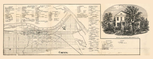 Corning Village, Corning, New York 1857 Old Town Map Custom Print - Steuben Co.