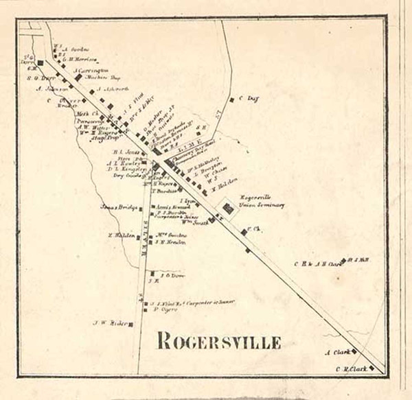 Rogersville, Dansville, New York 1857 Old Town Map Custom Print - Steuben Co.
