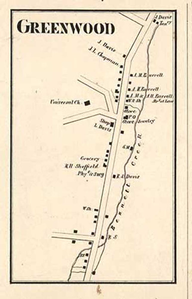 Greenwood Village, Greenwood, New York 1857 Old Town Map Custom Print - Steuben Co.