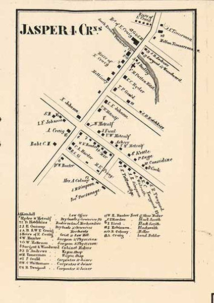 Jasper Four Corners, Jasper, New York 1857 Old Town Map Custom Print - Steuben Co.