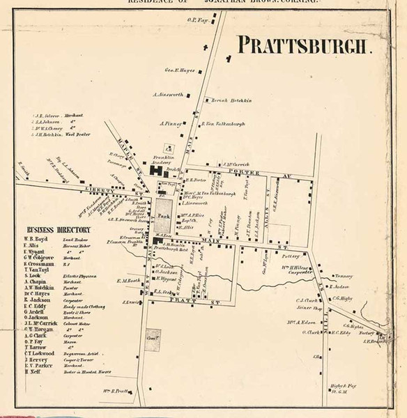 Prattsburgh Village, Prattsburgh, New York 1857 Old Town Map Custom Print - Steuben Co.