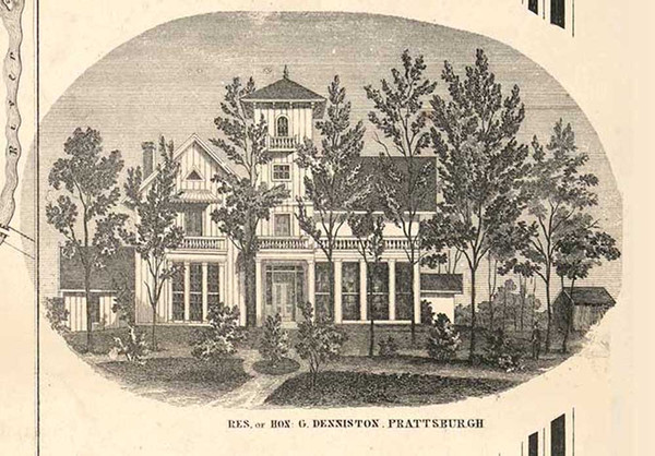 Residence of Hon. G. Denniston, Prattsburgh, New York 1857 Old Town Map Custom Print - Steuben Co.
