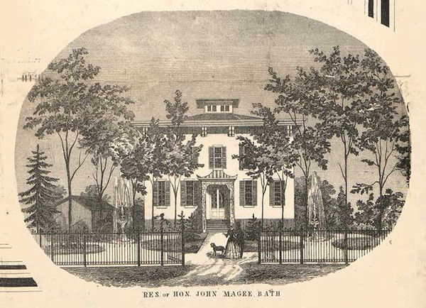 Residence of John Magee, Bath, New York 1857 Old Town Map Custom Print - Steuben Co.