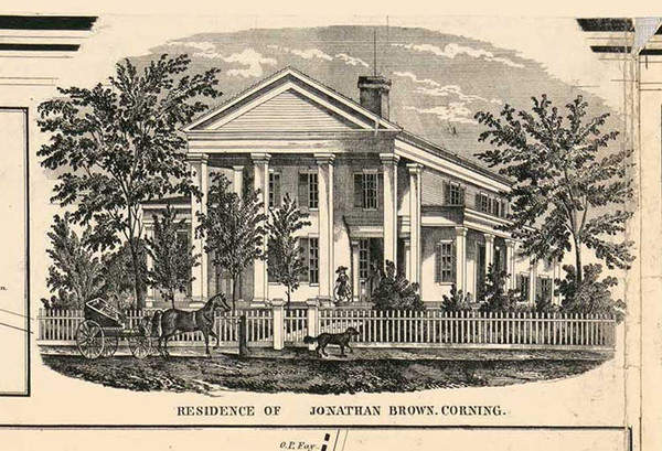 Residence of Jonathan Brown, Corning, New York 1857 Old Town Map Custom Print - Steuben Co.