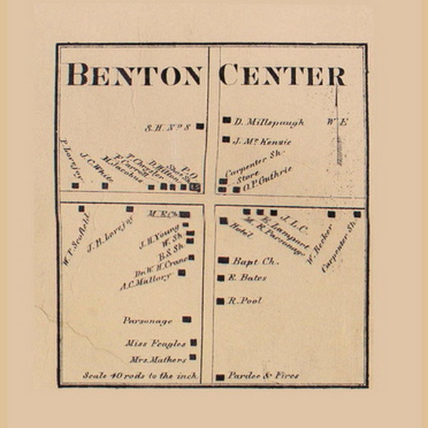 Benton Center, New York 1865 Old Town Map Custom Print - Town of Benton, Yates Co.