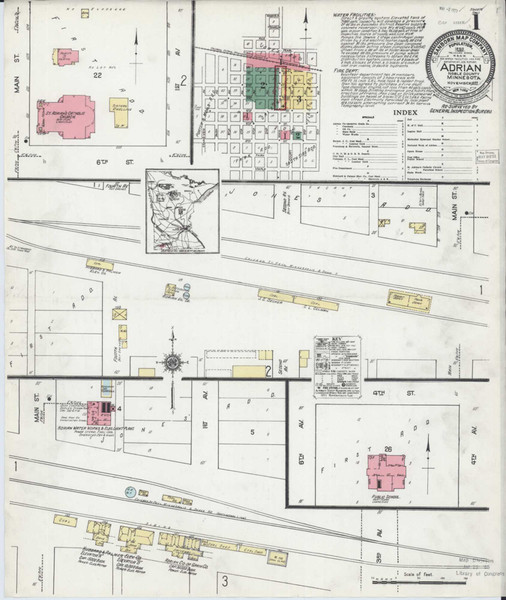 Adrian Minnesota 1922 - Fire Insurance Index - Old Map Reprint