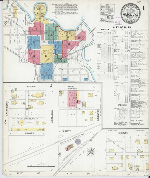 Albert Lea Minnesota 1905 - Fire Insurance Index - Old Map Reprint