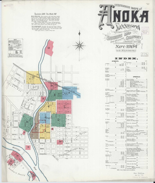 Anoka Minnesota 1904 - Fire Insurance Index - Old Map Reprint