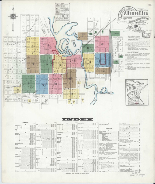 Austin Minnesota 1917 - Fire Insurance Index - Old Map Reprint