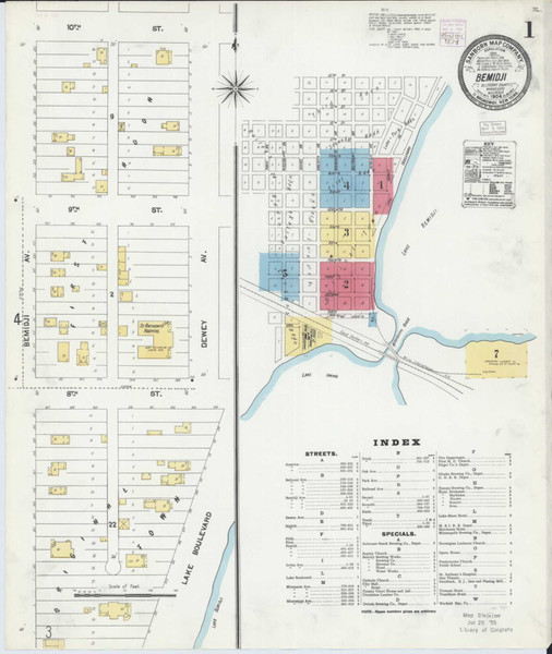 Bemidji Minnesota 1904 - Fire Insurance Index - Old Map Reprint