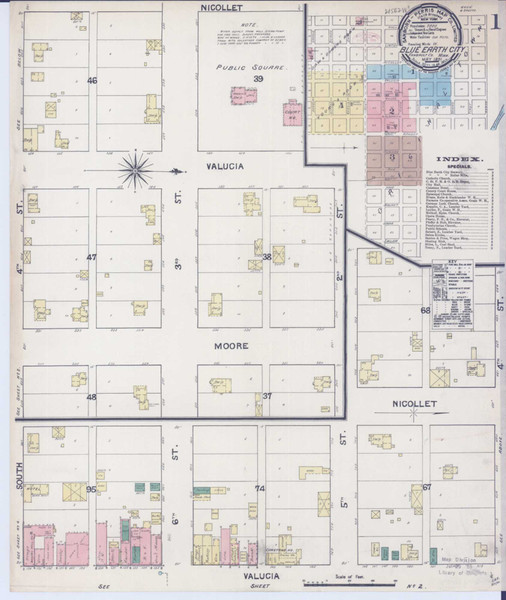 Blue Earth Minnesota 1891 - Fire Insurance Index - Old Map Reprint