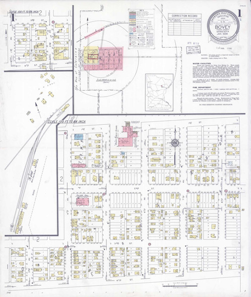 Bovey Minnesota 1938 - Fire Insurance Index - Old Map Reprint