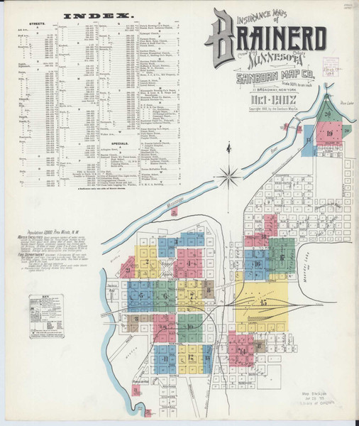 Brainerd Minnesota 1902 - Fire Insurance Index - Old Map Reprint