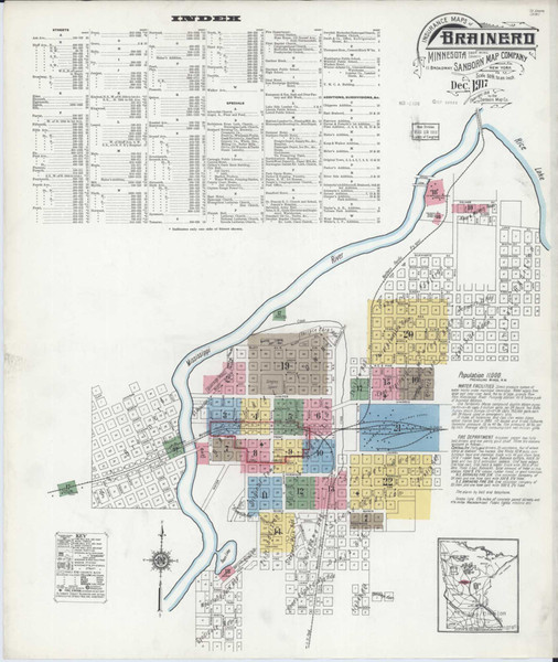 Brainerd Minnesota 1917 - Fire Insurance Index - Old Map Reprint