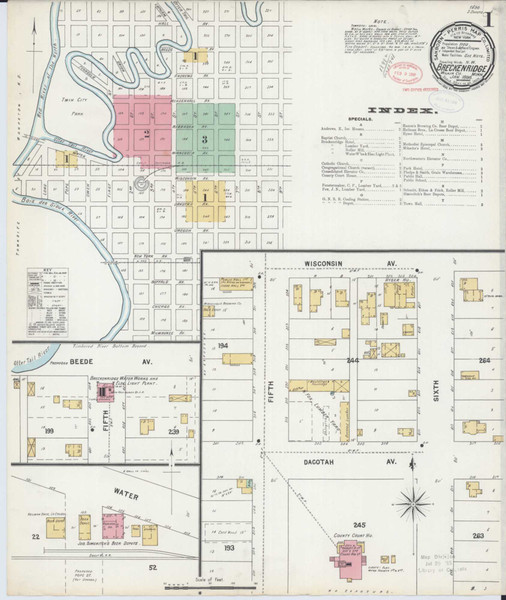 Breckenridge Minnesota 1898 - Fire Insurance Index - Old Map Reprint