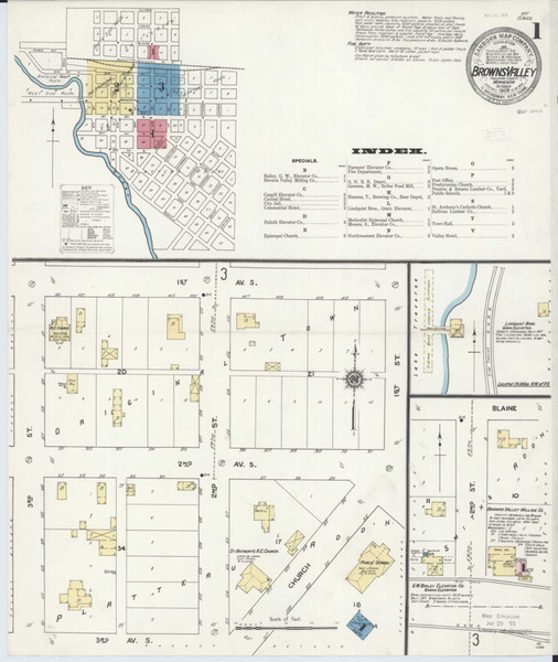 Browns Valley Minnesota 1909 - Fire Insurance Index - Old Map Reprint