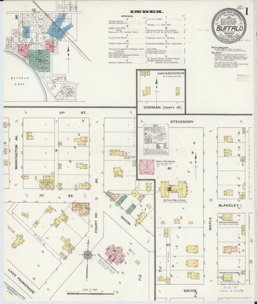 Buffalo Minnesota 1909 - Fire Insurance Index - Old Map Reprint