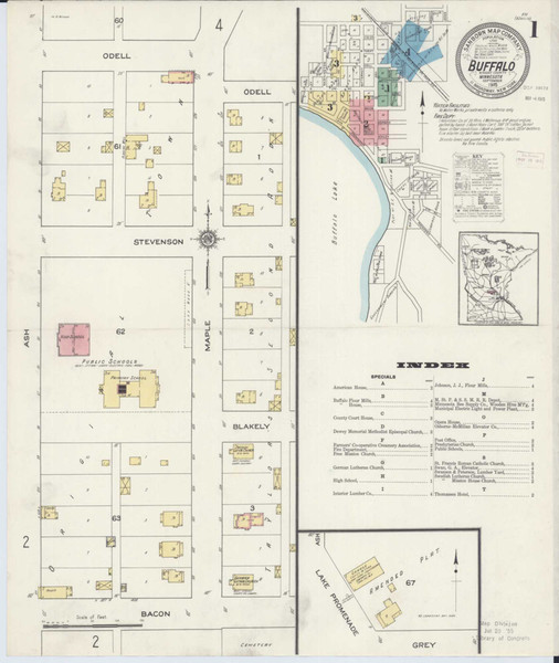 Buffalo Minnesota 1915 - Fire Insurance Index - Old Map Reprint