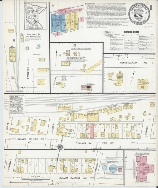 Buhl Minnesota 1917 - Fire Insurance Index - Old Map Reprint