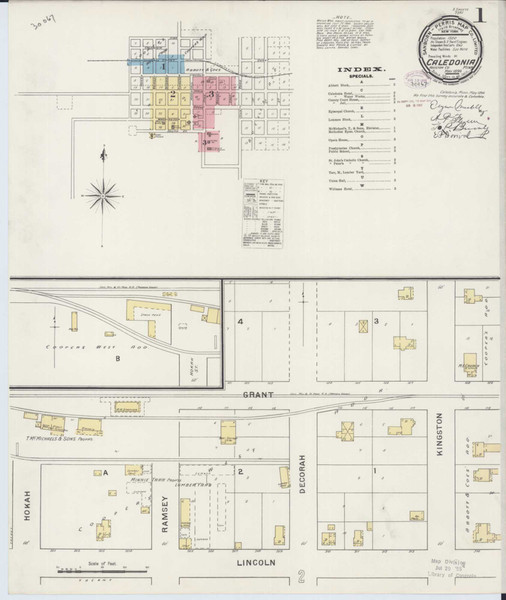 Caledonia Minnesota 1894 - Fire Insurance Index - Old Map Reprint