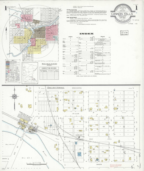 Cannon Falls Minnesota 1938 - Fire Insurance Index - Old Map Reprint