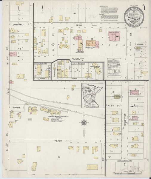 Carlton Minnesota 1914 - Fire Insurance Index - Old Map Reprint
