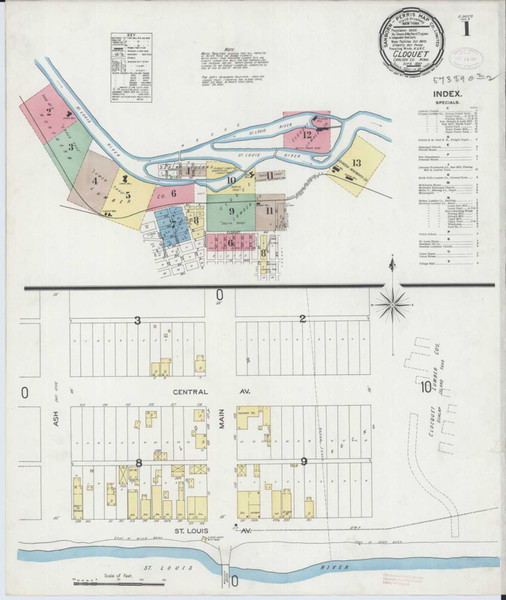 Cloquet Minnesota 1897 - Fire Insurance Index - Old Map Reprint