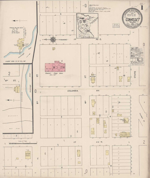 Cohasset Minnesota 1922 - Fire Insurance Index - Old Map Reprint