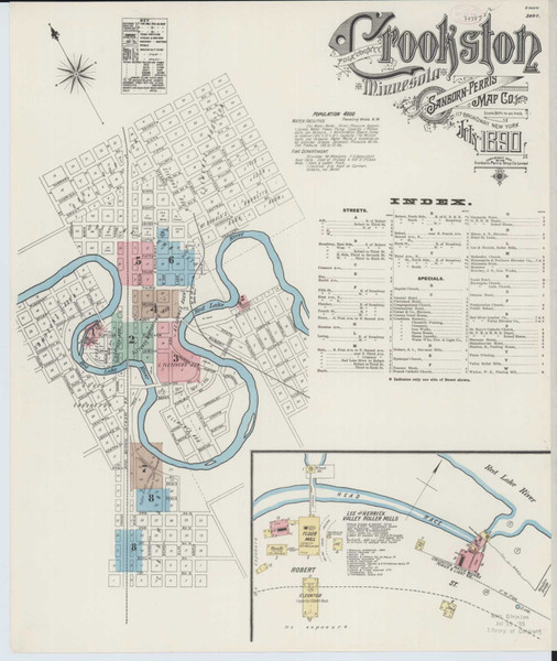 Crookston Minnesota 1890 - Fire Insurance Index - Old Map Reprint