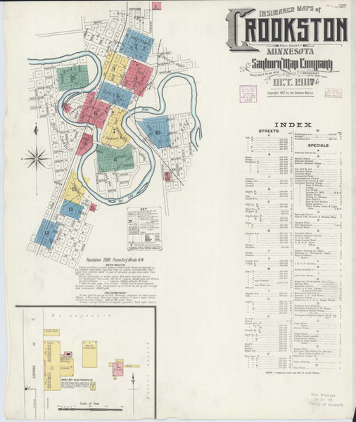 Crookston Minnesota 1906 - Fire Insurance Index - Old Map Reprint