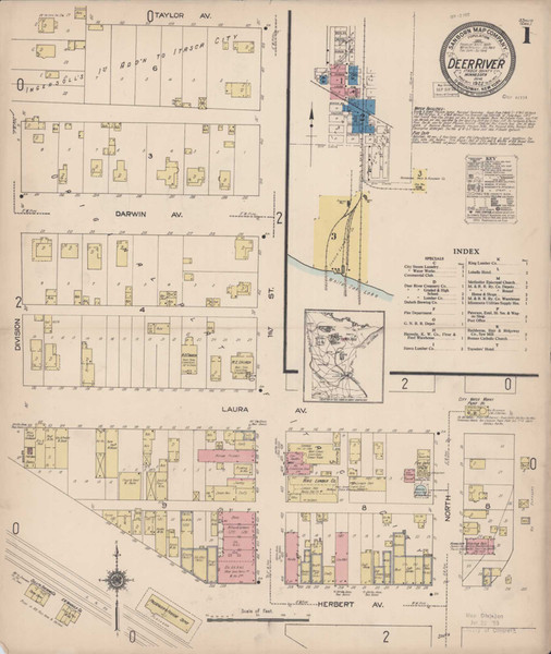 Deer River Minnesota 1922 - Fire Insurance Index - Old Map Reprint