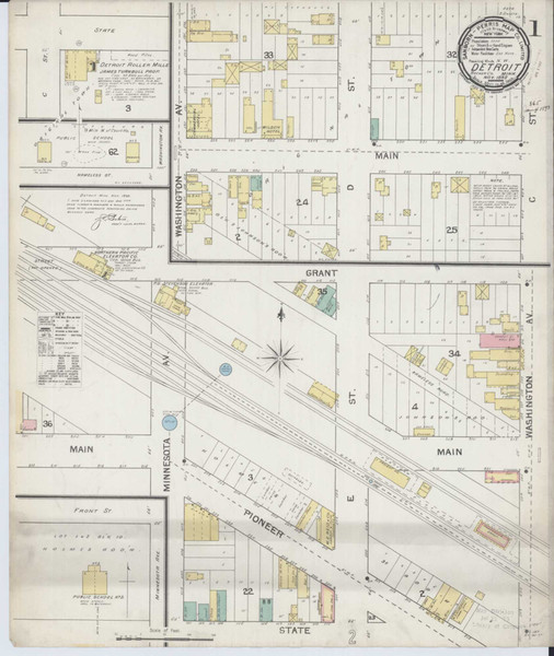 Detroit Lakes Minnesota 1892 - Fire Insurance Index - Old Map Reprint