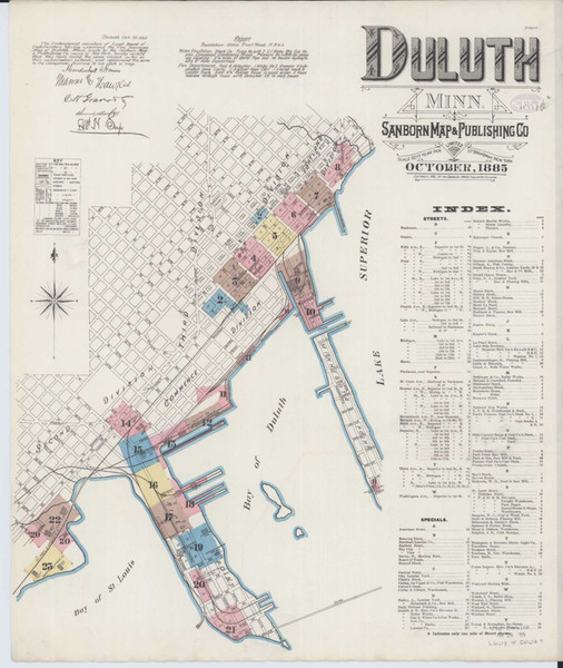 Duluth Minnesota 1885 - Fire Insurance Index - Old Map Reprint