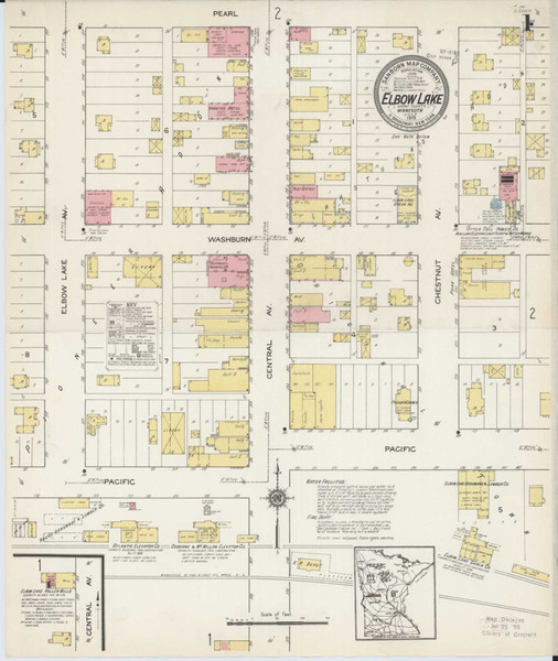 Elbow Lake Minnesota 1915 - Fire Insurance Index - Old Map Reprint