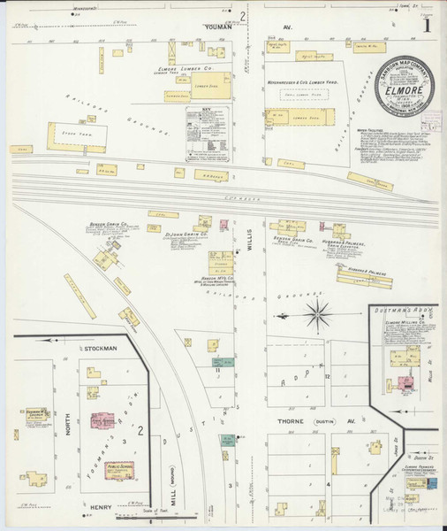 Elmore Minnesota 1908 - Fire Insurance Index - Old Map Reprint