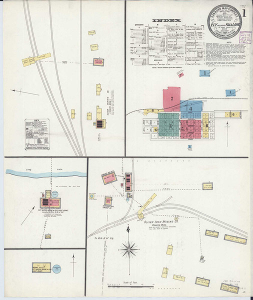 Ely Minnesota 1906 - Fire Insurance Index - Old Map Reprint