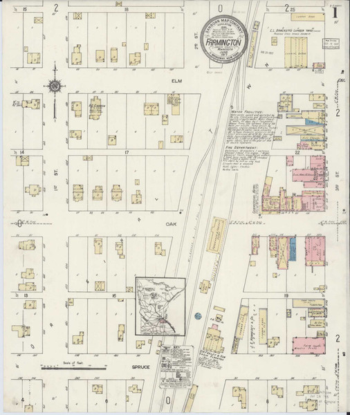 Farmington Minnesota 1917 - Fire Insurance Index - Old Map Reprint